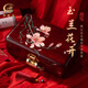 賀隆來(lái)實(shí)木蘭花首飾盒訂婚三金彩禮收納盒五金珠寶盒嫁妝禮盒結(jié)婚禮物 紅色內(nèi)襯【玉蘭花開(kāi)】
