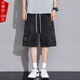卡爾仕大碼男裝短褲男夏季寬松直筒學(xué)生工裝五分褲胖子加肥加大中褲 黑色 4XL （195-215斤）