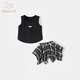 班喜迪女童夏裝套裝2026新款洋氣小童裝兒童韓版背心兩件套夏季寶寶衣服 黑色 110