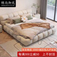錦尚御苑奶油風(fēng)泡芙床現(xiàn)代簡(jiǎn)約科技布床1.8米x2米 雙人儲(chǔ)物大床公主軟包床 床+天絲絨乳膠獨(dú)立彈簧床墊+2柜 1.8*2.0m【氣壓款透氣加密床板】