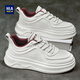 海瀾之家男鞋板鞋男加絨2025新款秋冬季增高小白鞋男休閑百搭厚底鞋子男 白紅色 42