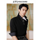 太平鳥男裝【王鶴棣同款】 Daria Song聯(lián)名新款POLO衫 B1EEF2235 黑色1 XL