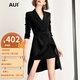 AUI 西裝套裝女春2022新品歐洲站設(shè)計(jì)感氣質(zhì)女裝歐貨潮西服裙子兩件 黑色 S