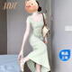 JZDZ方領(lǐng)連衣裙子女裝夏季2025新款御姐風(fēng)情萬(wàn)種法式氣質(zhì)修身包臀長(zhǎng)裙 【豆綠色】 M 45/55kg