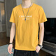 普婭華男士短袖T恤夏季薄款2025新款潮牌潮流夏天純色透氣圓領(lǐng)休閑衣服 黃色416短袖 XL 【建議120-135斤】