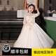 乖奇奇（ALERTCHYCHY）兒童禮服公主裙中國(guó)風(fēng)花童婚禮主持人女童鋼琴演奏演出服古箏服裝 香檳色1247中袖長(zhǎng)款 130
