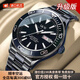 I&W CARNIVAL HWGUOJI瑞士品牌IW手表男機(jī)械表100米防水強(qiáng)夜光機(jī)械手表緑水鬼系列腕表 愛沃馳黑光黑面/進(jìn)口機(jī)芯/升級(jí)加強(qiáng)版 /原裝皮表帶