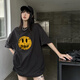 Drew Ess【正品】笑臉重磅短袖T恤男女小眾潮牌美式夏季純棉寬松情侶上衣 深灰色 Drew-破壞笑臉 L 【重磅280g】