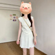 芭芙達妮今年流行漂亮套裝女2025新款夏季小飛袖收腰t恤上衣+百褶裙兩件套 奶白色上衣+百褶裙【套裝】 M 45/55kg