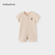 babylove嬰兒短袖連體衣夏季薄款衣服彩棉提花透氣哈衣爬服新生兒寶寶夏裝