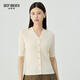 深呼吸DEEP BREATH女裝百搭V領(lǐng)坑條萊賽爾針織開(kāi)衫A400870 米白 L (4)