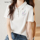 lareen fitty 時(shí)尚翻領(lǐng)短袖T恤女2025夏季新款刺繡減齡POLO衫氣質(zhì)寬松百搭上衣 白色 L 建議95-110斤穿