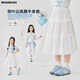 moonkids女童白色半身裙子2025春秋新款蛋糕裙兒童公主風(fēng)中長(zhǎng)裙小女孩秋裝 4406白色蛋糕裙 130 cm
