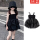 瑜尚臻品女童夏裝連衣裙洋氣兒童公主裙子小童蓬蓬裙時(shí)尚吊帶寶寶小黑裙 【黑色】 120