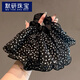默研（MOYAN）法式超仙褶皺網(wǎng)紗波點(diǎn)大腸圈雙層布藝發(fā)圈芭蕾風(fēng)發(fā)飾發(fā)繩新款頭飾 黑色波點(diǎn)發(fā)圈