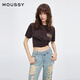 moussy 新品美式復古做舊LOGO寬松短袖T恤010IS290-4771 021淺黑色 均碼