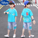 迪士尼（Disney）男童短袖套裝新款6-12歲兒童洋氣夏裝中大童夏季休閑T恤 藍(lán)色2158小熊套裝短袖 150 建議135-145厘米