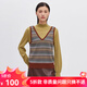 哥弟真的好（GIRDEAR）女裝V領(lǐng)格紋拼色造型純棉針織衫背心女A300360 焦糖花紋 S (2碼)
