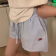 妙奕嘉 休閑運(yùn)動(dòng)短褲女外穿夏季顯腿長(zhǎng)五分褲美式跑步速干寬松高腰短褲 豎條紋抽繩字母刺繡闊腿短褲 XL 【建議115-125斤】