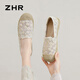ZHR布鞋女夏透氣網(wǎng)紗軟平底漁夫鞋女百搭一腳蹬單鞋女 W119 米色 37