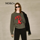 MO&Co.毛衣針織衫綿羊毛絨感小熊寬松美式復古圓領(lǐng)花灰摩安珂 深花灰色 S /160