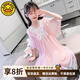 G.DUCKKIDS小黃鴨童裝女童睡衣夏季薄款兒童睡裙夏款女孩棉綢莫代爾公主風 粉色 140 (建議125-135cm 7-8周歲）