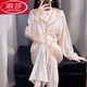 浪莎（LangSha）法式金鉆絨睡衣女套裝秋冬季長(cháng)袖喇叭袖花邊2025新款冬季高檔睡衣 粉色  7A軟絲 L 建議100-120斤