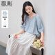 香影中袖襯衫女圓領(lǐng)2025夏裝新款慵懶泡泡袖氣質(zhì)淑女寬松藍色上衣 藍色 S 155/80A/85-95斤