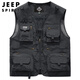 JEEP SPIRIT吉普工裝馬甲男士春夏季釣魚背心機(jī)能多口袋外套男裝 深灰 2XL