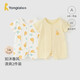 童泰（TONGTAI）嬰兒短袖連體衣夏季純棉新生兒衣服寶寶哈衣爬服睡衣提花黃色90cm