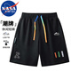 NASA MARVEL短褲男夏季五分褲休閑中褲運動(dòng)彈力寬松潮流情侶款 黑色 XL