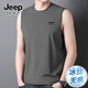 JEEP SPIRIT吉普冰絲背心男夏季薄款運動(dòng)跨欄透氣彈力汗衫寬松薄款速干健身衣