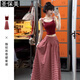 圣保美法式紅色格紋吊帶連衣裙女夏季2025新款小個(gè)子穿搭背心長(zhǎng)裙子套裝 【紅色上衣+半身裙】套裝 S 碼