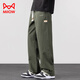 貓人（MiiOW）美式純棉休閑褲子男款潮流春秋季新款寬松闊腿帥氣直筒運動(dòng)長(cháng)褲冬 軍綠 L