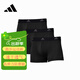 ADIDAS阿迪達斯男士?jì)妊澞信懿竭\動(dòng)防磨腿防磨襠速干平角吸濕透氣內褲 黑色 3條 L