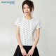 真維斯t恤女夏季設計感圓領(lǐng)波點(diǎn)修身短袖正肩百搭上衣女白色L