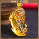 oein黃水晶吊墜仿黃水晶貔貅吊墜項(xiàng)鏈設(shè)計(jì)氣質(zhì)高級(jí)感招財(cái)送禮物男女 牙包邊吊墜+黑色皮繩