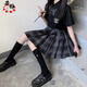 若盼2025夏季jk制服裙百褶裙短裙學(xué)生格裙jk黑白短袖學(xué)院風(fēng)百搭日常 孤城閉43格裙(單裙子) M 90-100斤
