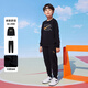 NIKE3BRAND 耐克男女童紅色拜年服衛衣+長(cháng)褲2件套兒童加絨保暖套裝
