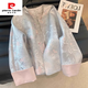 皮爾卡丹（pierre cardin）國風(fēng)新中式袖口撞色提花外套女春秋獨特超好看宋錦印花盤(pán)扣上衣女 新中式外套 S 94斤以下