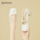 達芙妮（DAPHNE）粗跟包頭涼鞋女夏季氣質(zhì)百搭外穿配裙子后空高跟鞋女鞋 米色  34 