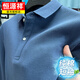 恒源祥100%純棉t恤男士短袖夏季商務(wù)休閑中年爸爸裝polo衫翻領(lǐng)刺繡體恤 【短袖款】霧霾藍 XL 180碼
