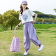 藍(lán)貝妮女童夏裝套裝2025新款洋氣女大童裝夏季女孩短袖運動服裝兒童衣服 紫草莓 160 碼建議身高150CM