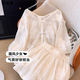 伊琦蕾（YIQILEI）新中式穿搭一整套2025新款刺繡盤(pán)扣上衣內搭吊帶配闊腿短褲三件套 盤(pán)扣上衣+闊腿短褲 【兩件套】 L (建議100-120斤)