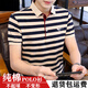 七匹狼男裝棉短袖T恤男士夏季新款翻領(lǐng)Polo·衫男商務(wù)休閑條紋上衣 Q1815藍(lán)條紋 XL 【115-135斤】