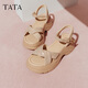 他她（TATA）涼鞋女鞋2025夏季新款休閑厚底法式氣質(zhì)時裝涼鞋女 杏色 36