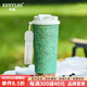 KENVLES英國品牌高顏值純鈦咖啡杯女士吸管杯大容量保溫杯便攜水杯子禮物 【內外純鈦】冰花綠500ml禮盒裝