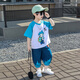 靚貝城堡哪吒衣服男童夏裝敖丙短袖套裝2025新款洋氣男寶薄款防蚊褲兩件套 敖丙短袖套裝 130