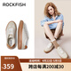 Rockfish復(fù)古德訓(xùn)鞋女2024年秋季運(yùn)動板鞋原版平底女鞋休閑單鞋女款 米白色皮面 38