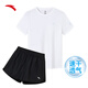 安踏速干套裝丨運動(dòng)短袖短褲兩件套女夏季冰絲跑步吸濕透氣羽毛球服